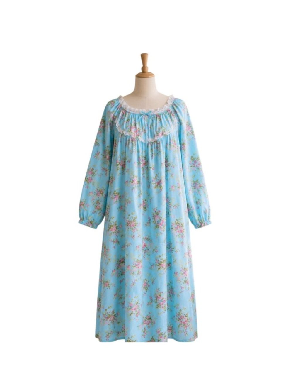 California Costumes Cottagecore Nightgown Blue Floral  Prairie Lace Trim One Siz